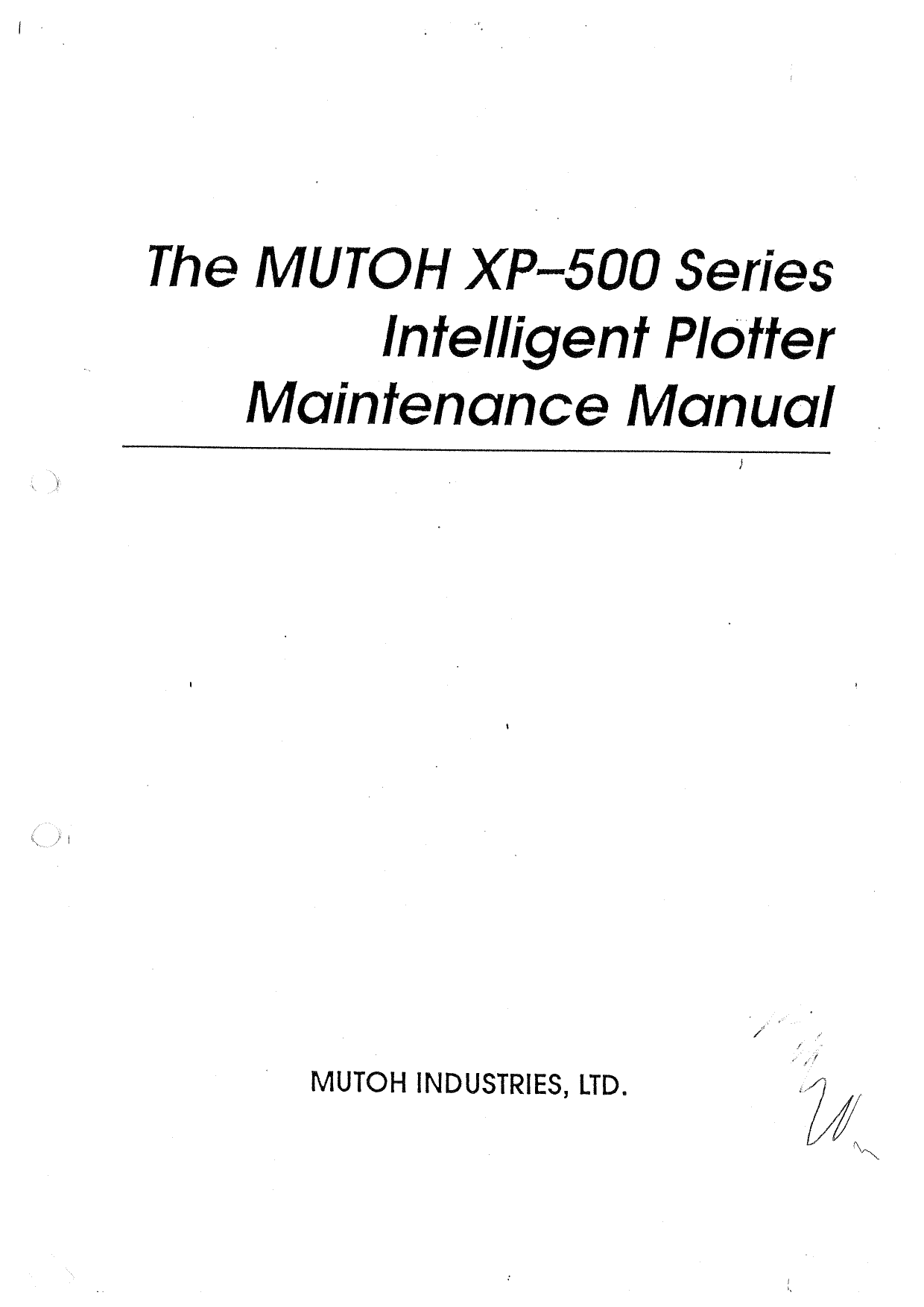 MUTOH XP 500 MAINTENANCE Service Manual-1